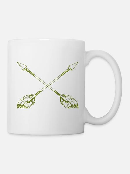 Kreuzende Speere mit Federn - Tasse - Weiß
