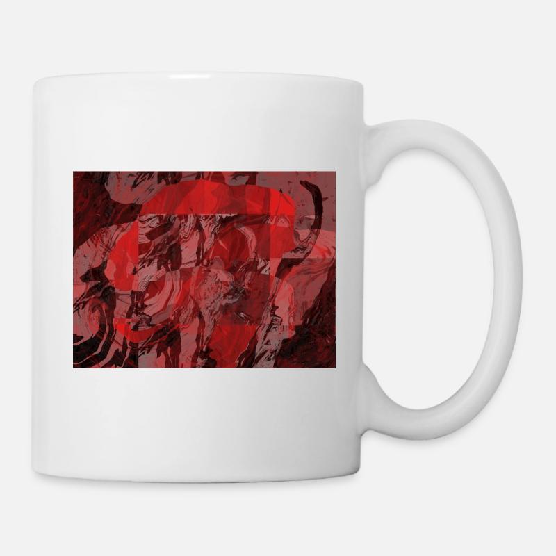 Red Marble Square Overlay - Mug - white