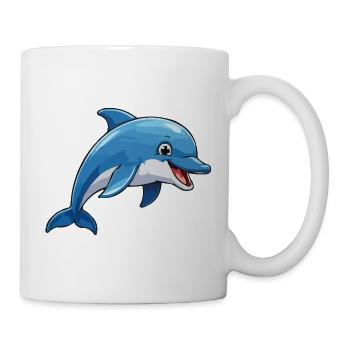 Laughing Dolphin Cartoon Blue - Mug - white - Right