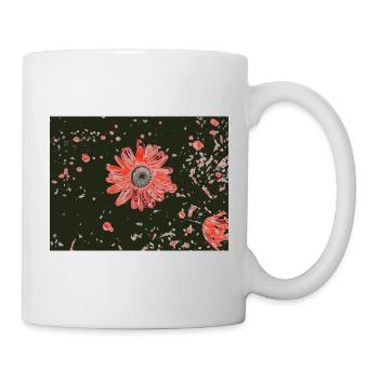Red flower in dark contrast - Mug - white - Right
