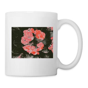 Korallenrote Blüten im Kontrast - Tasse - Weiß - Rechts