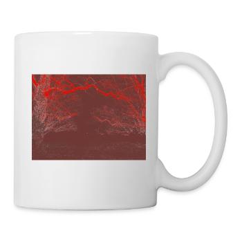Roter Nebelwald – Abstrakter Wald - Tasse - Weiß - Rechts