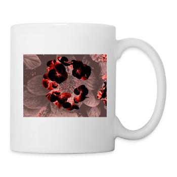 Dunkle Rote Blütenherz - Tasse - Weiß - Rechts