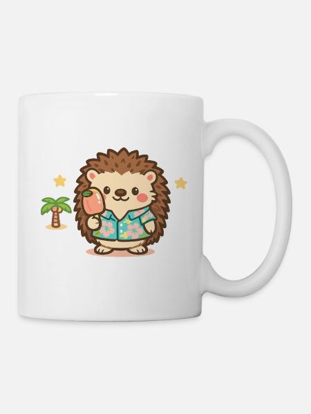 Kawaii Igel im Hawaii-Hemd - Tasse - Weiß