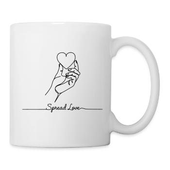 Spread Love - Art minimaliste en lignes de cœur - Mug blanc - blanc - Droite