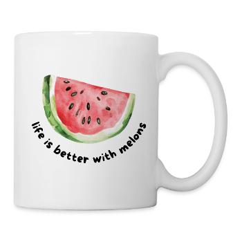 La vie est meilleure avec des melons Watermelon Watercolor - Mug blanc - blanc - Droite