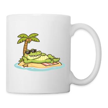 Crocodile de plage avec des lunettes de soleil - Mug blanc - blanc - Droite