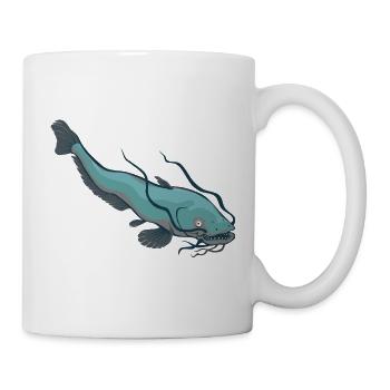 großer Wels Waller Fisch See Weiher cool baden - Tasse - Weiß - Rechts