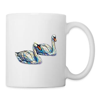 Buntglas-Schwäne - Tasse - Weiß - Rechts