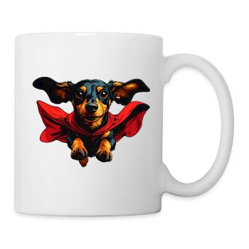 Super-héros teckel en cape - Mug blanc - blanc - Droite