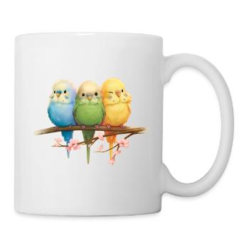 Lustige Wellensittiche - Tasse - Weiß - Rechts