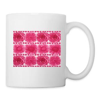Motif rétro floral rose - Mug blanc - blanc - Droite