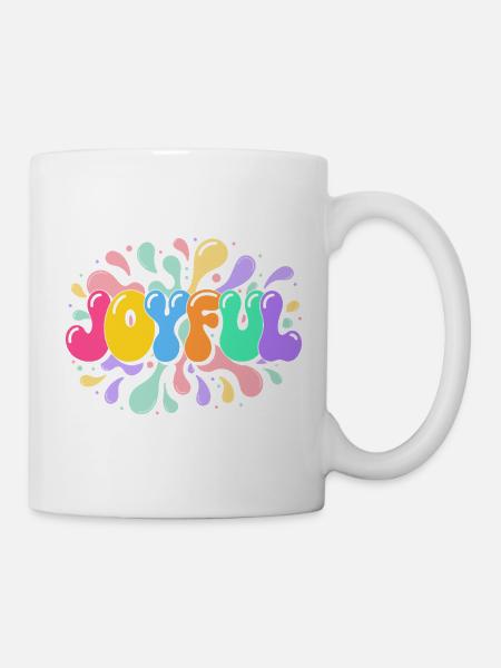 Freudige Regenbogenblasenpop - Tasse - Weiß