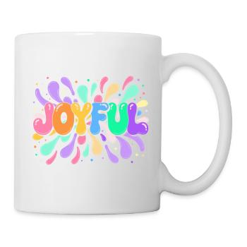 Lettrage Joyeux en éclats colorés - Mug blanc - blanc - Droite