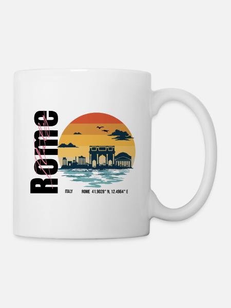 Rome Landmark Silhouette Vintage - Mug blanc - blanc