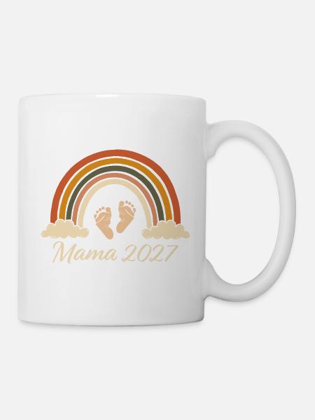 Annonce de grossesse maman 2027 Rainbow - Mug blanc - blanc