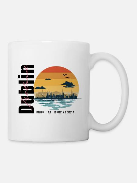 Silhouette vintage de Dublin en Irlande - Mug blanc - blanc