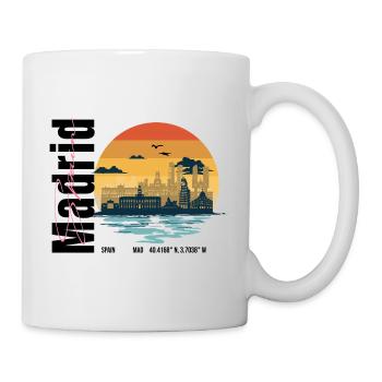 Madrid Skyline Retro Sonnenuntergang - Tasse - Weiß - Rechts