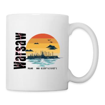 Art rétro de la ligne de ciel de Varsovie, Pologne - Mug blanc - blanc - Droite