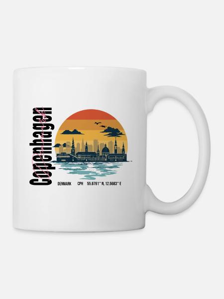 Kopenhagen Skyline Retro Sunset - Tasse - Weiß