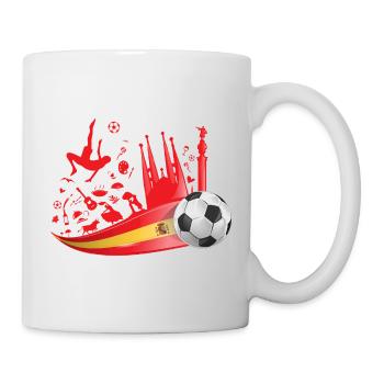 Design du supporter de football espagnol – Rouge jaune avec ballon de football - Mug blanc - blanc - Droite