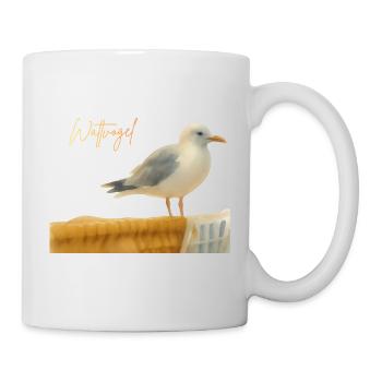 Mouette échassière de la mer du Nord sur une chaise longue de plage en mer Baltique - Mug blanc - blanc - Droite