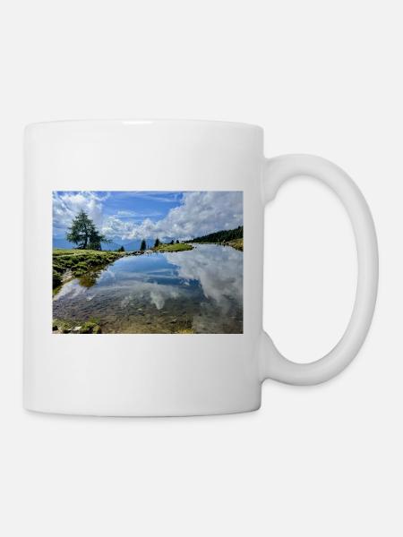 Alpine Lake Mirror Image Panorama - Mug - white