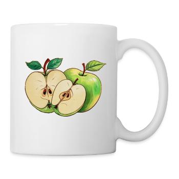 Motif de fruits coupés en demi-pomme verte - Mug blanc - blanc - Droite