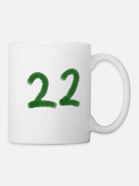 Grüne Pinselzahl 22 - Tasse - Weiß