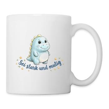 Sei stark & mutig Dino Josua 1:9 Kinder - Tasse - Weiß - Rechts