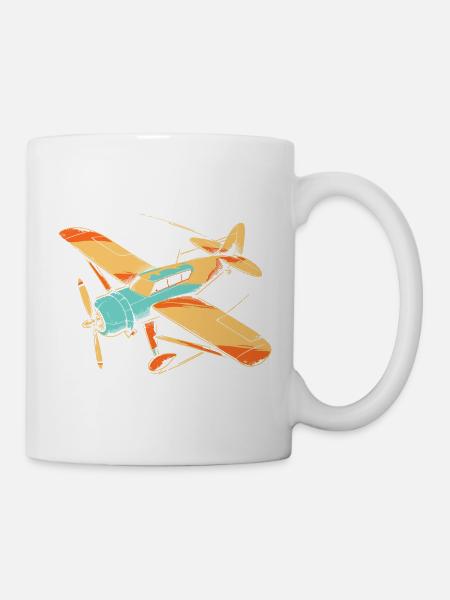 80er Jahre Propellerflugzeug - Tasse - Weiß