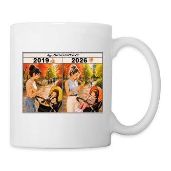 Maman avec smartphone et bébé - Mug blanc - blanc - Droite