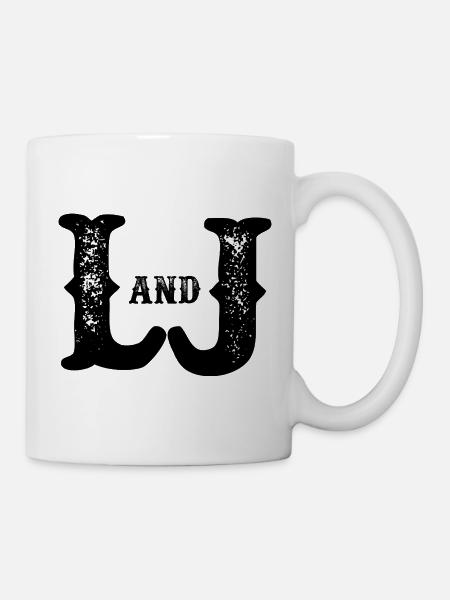 L et J ont détruit le monogramme - Mug blanc - blanc