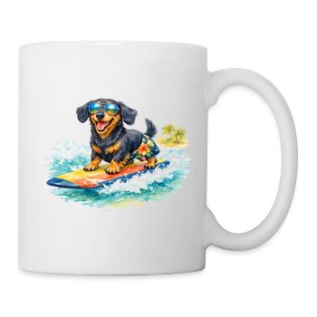 Un teckel fait du surf au soleil - Mug blanc - blanc - Droite