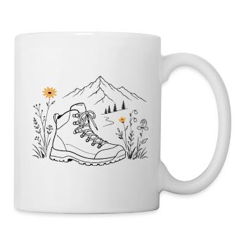 Wanderstiefel am Bergpfad - Tasse - Weiß - Rechts