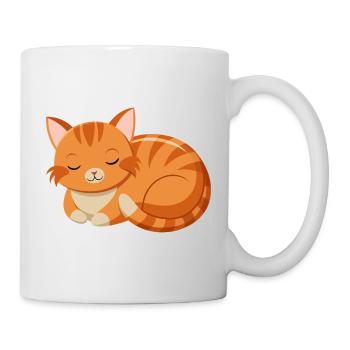 Süße schlafende Katze - Tasse - Weiß - Rechts