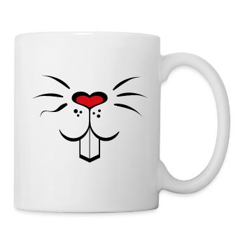 Hase Kaninchen Gesicht niedlich süß Herz Nase - Tasse - Weiß - Rechts