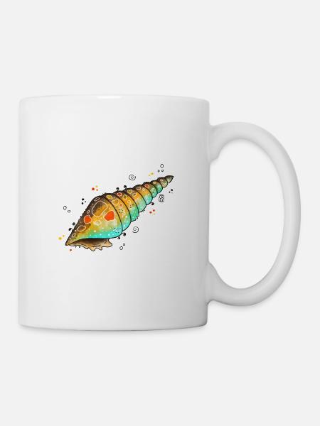 Bunte Muschelwasserfarben - Tasse - Weiß