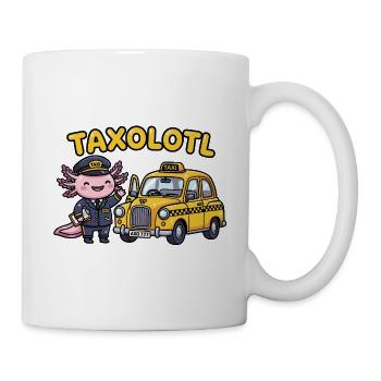 Axolotl-Taxifahrer mit einem gelben Taxi-Taxolotl - Tasse - Weiß - Rechts