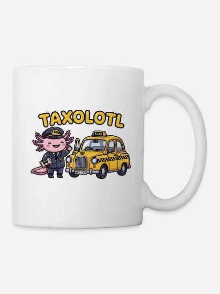 Axolotl taxi driver with a yellow taxi taxolotl - Mug - white