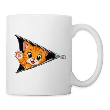 Cute Kitten Zipper Cat - Mug - white - Right