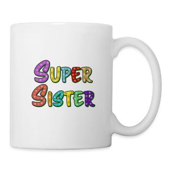 Super Sister lettering for the best sister - Mug - white - Right