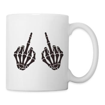 skull-hand_mittelfinger_2- - Tasse - Weiß - Rechts