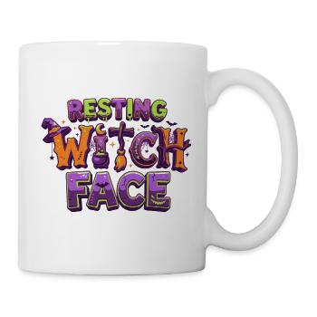 Resting Witch Face – lustiger Halloween-T-Shirt-Zaun - Tasse - Weiß - Rechts