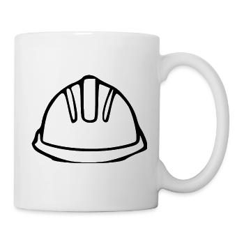 Bauhelm schwarz Bauherr Richtfest Geschenk Einzug - Tasse - Weiß - Rechts