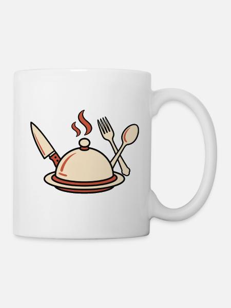 Cuisson à la vapeur avec des couverts - Mug blanc - blanc