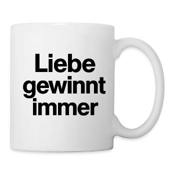 Liebe gewinnt immer Schriftzug Motiv CSD LGBTQ - Tasse - Weiß - Rechts
