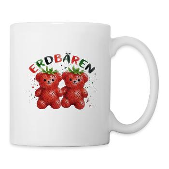 Lustige Erdbären Wortspiel Erdbeere Comic - Tasse - Weiß - Rechts