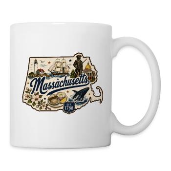 Massachusetts Vintage State Pride Aufkleber - Tasse - Weiß - Rechts
