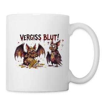 Vergiss Blut Pommes Fledermaus Halloween Design - Tasse - Weiß - Rechts